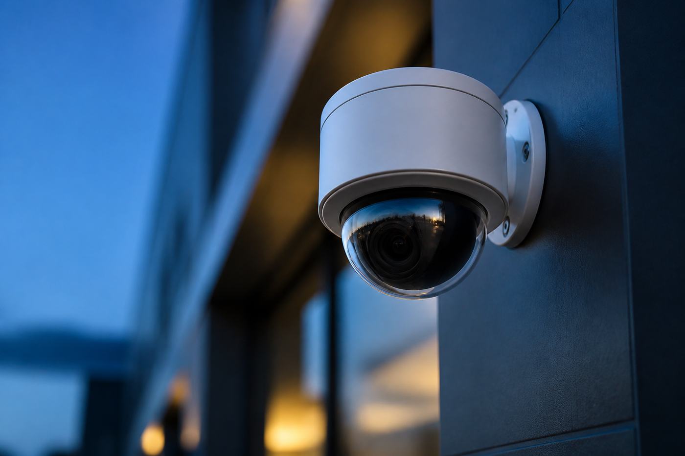 Câmera de segurança instalada em ambiente corporativo